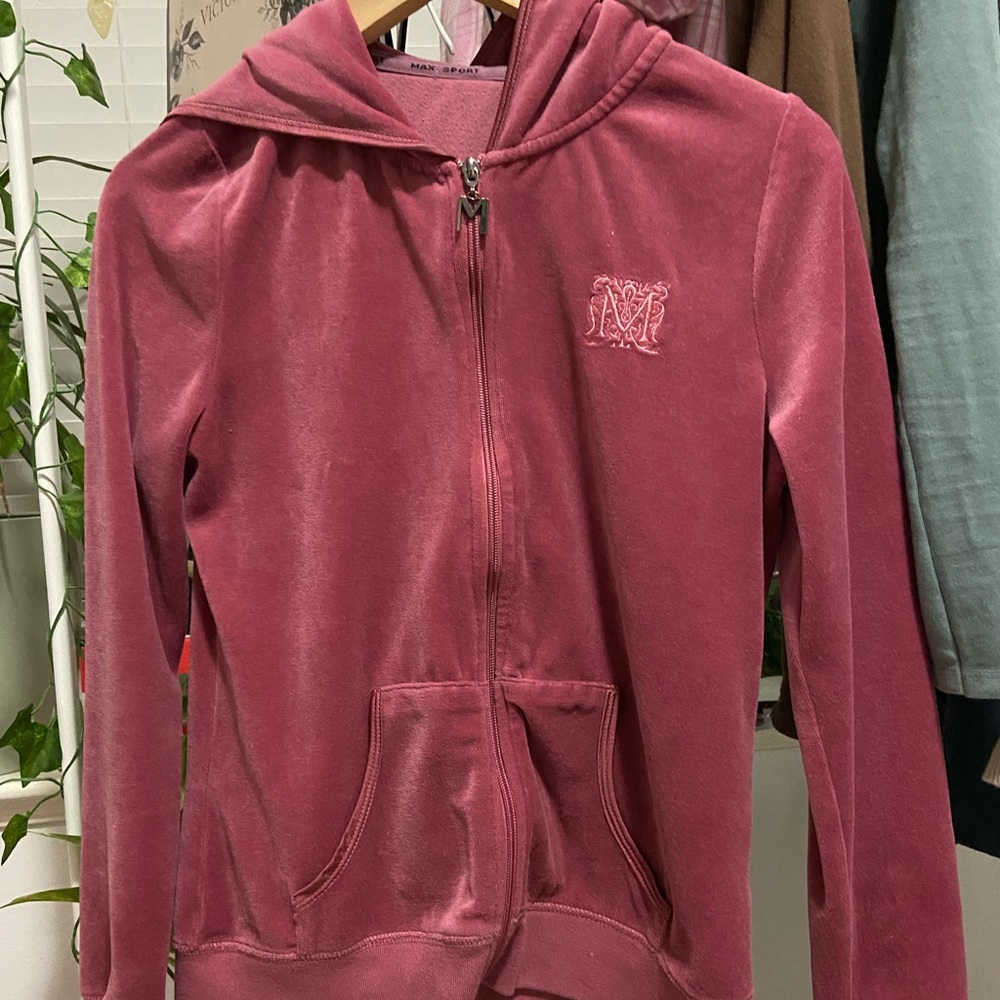 Pink velour hoodie